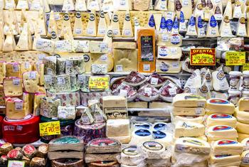 Queso a la venta en un mercado de Sao Paulo, Brasil.