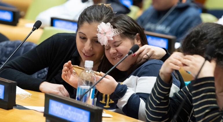 The UN hosts events around the year focused on disabilities issues, including its annual observance of World Down Syndrome Day, where participants discussed the theme “Leave no one behind in education”.
