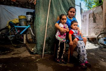 Children in Mexico received food baskets during the COVID-19 pandemic. (file)