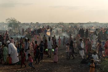 Displaced people arrive in South Sudan from Sudan through the Joda boarder crossing.