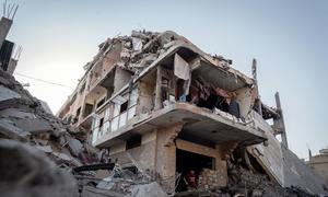 Washing is hung up to dry in a damaged home in Gaza City.