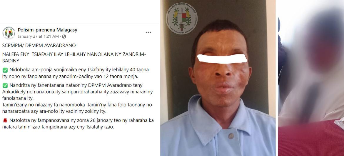 La policia de Madagascar ha fet públic la detenció d'un presumpte maltractador.