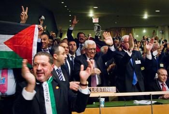 The General Assembly adopted a resolution in 2012 granting to Palestine the status of non-member observer State in the United Nations. (file)