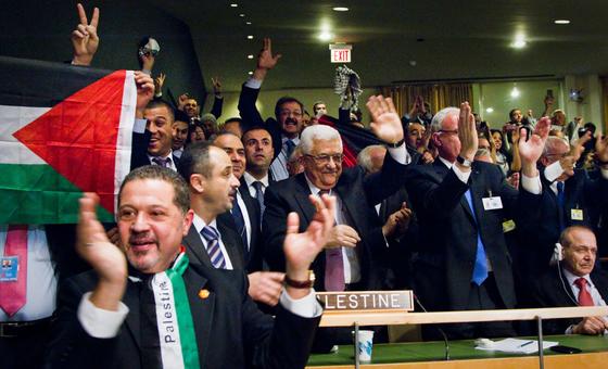The General Assembly adopted a resolution in 2012 granting to Palestine the status of non-member observer State in the United Nations. (file)