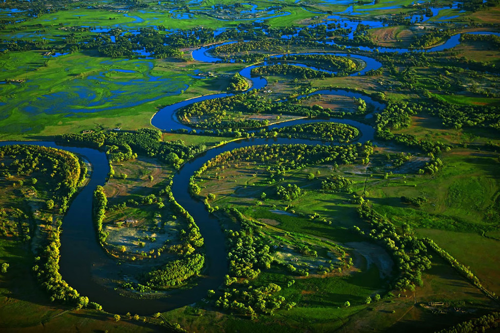 Aerial view of wetlands in China.