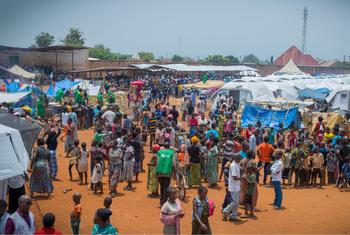 Displaced families at Rugombo transit site in Cibitoke Province, Burundi, after fleeing conflict in the DRC.