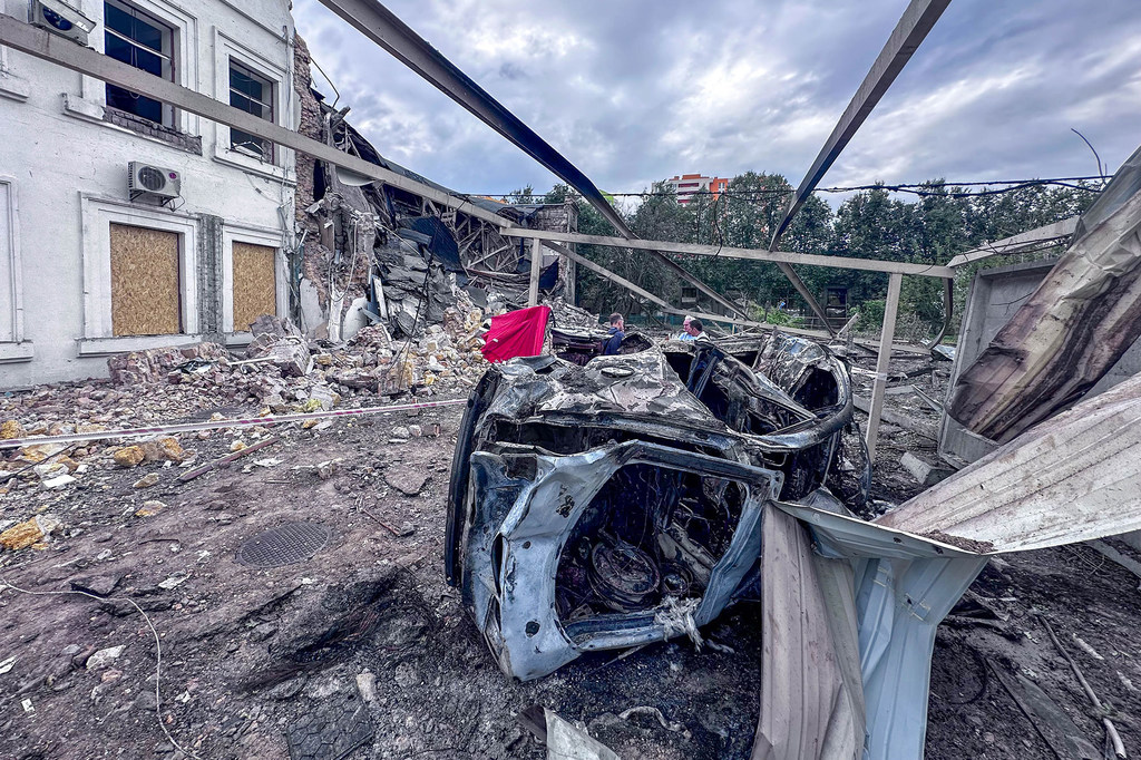 Aftermath of a strike in the Ukrainian capital, Kyiv. (file)