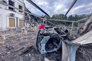 Aftermath of a strike in the Ukrainian capital, Kyiv. (file)
