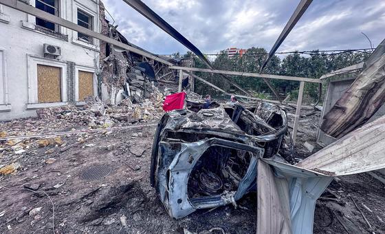 Aftermath of a strike in the Ukrainian capital, Kyiv. (file)