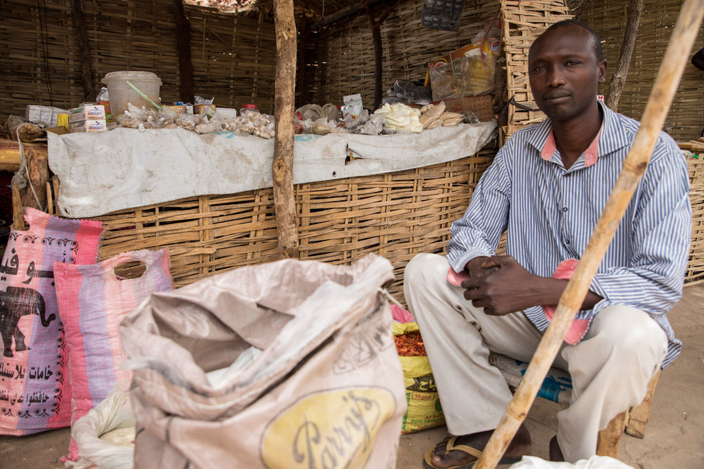 A man sells produce in Birao in the Central African Republic to where thousands of refugees from Sudan have moved.