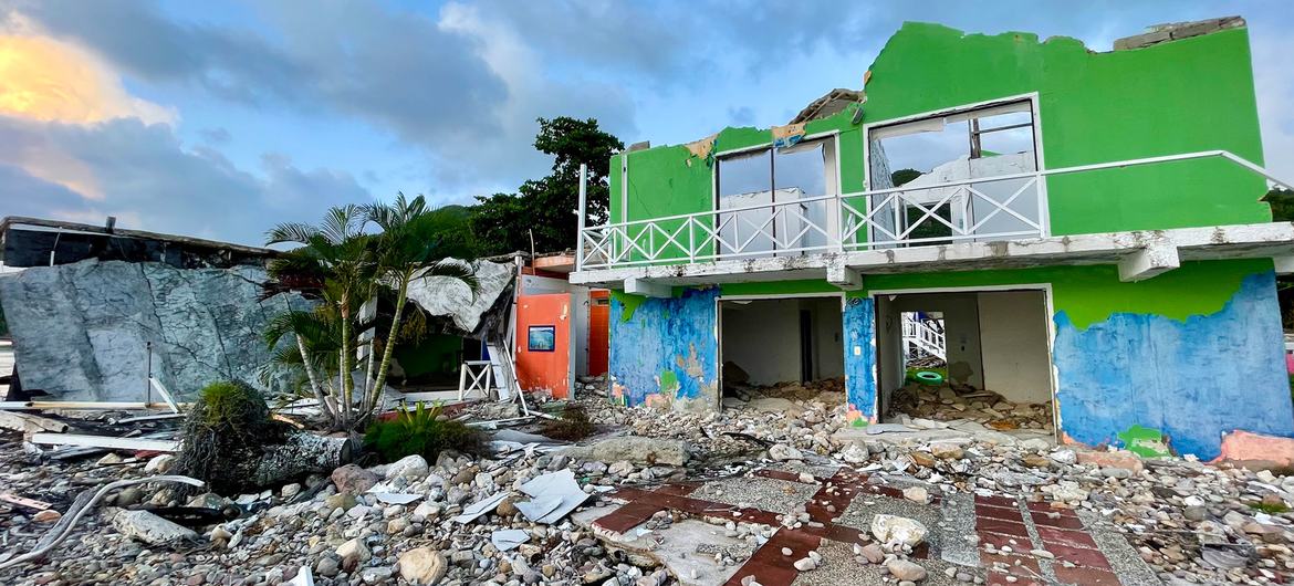 By June 2022, some structures remained in ruins in Providencia such as this former hotel.