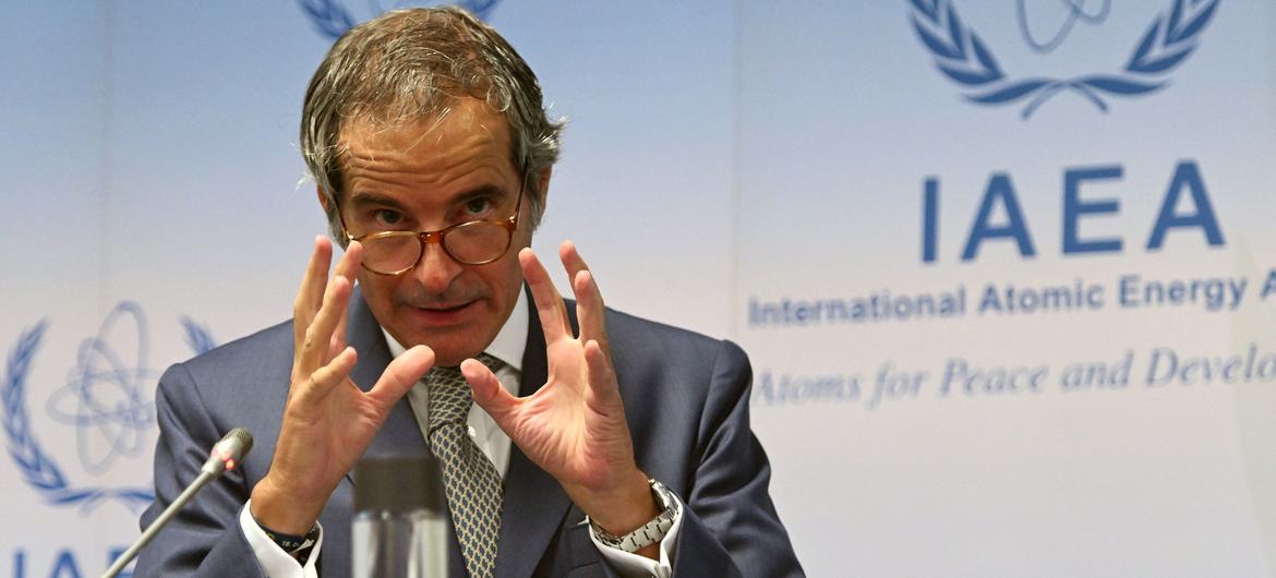 Diretor Geral da Aiea, Rafael Mariano Grossi, informa a mídia