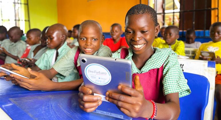 Cameroonian refugee students study alongside local students in Cross River State, Nigeria. 