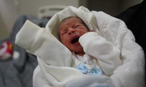 A newborn at Al Shifa hospital in Gaza City. Aid agencies say that Israeli aid restrictions have depleted hospitals and "starved and stressed" mothers.