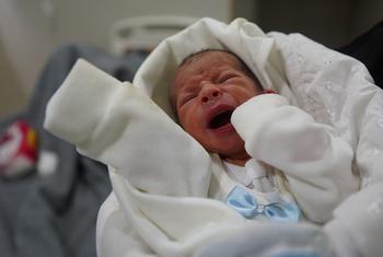 A newborn is delivered at the Al Shifa hospital in Gaza.