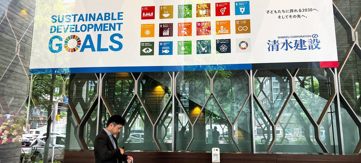 The SDGs are frequently promoted by the private sector in Japan, in this case in Tokyo. the capital city. The SDGs are frequently promoted by the private sector in Japan, in this case in Tokyo. the capital city.