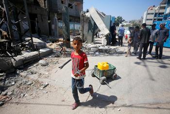 Nuseirat, dans le centre de la bande de Gaza, a été lourdement bombardé.