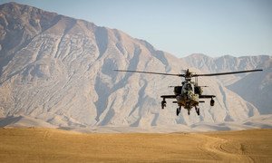 An attack helicopter flies in Afghanistan. (file)