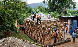 A house in southern Haiti is rebuilt to withstand strong winds and heavy rain.