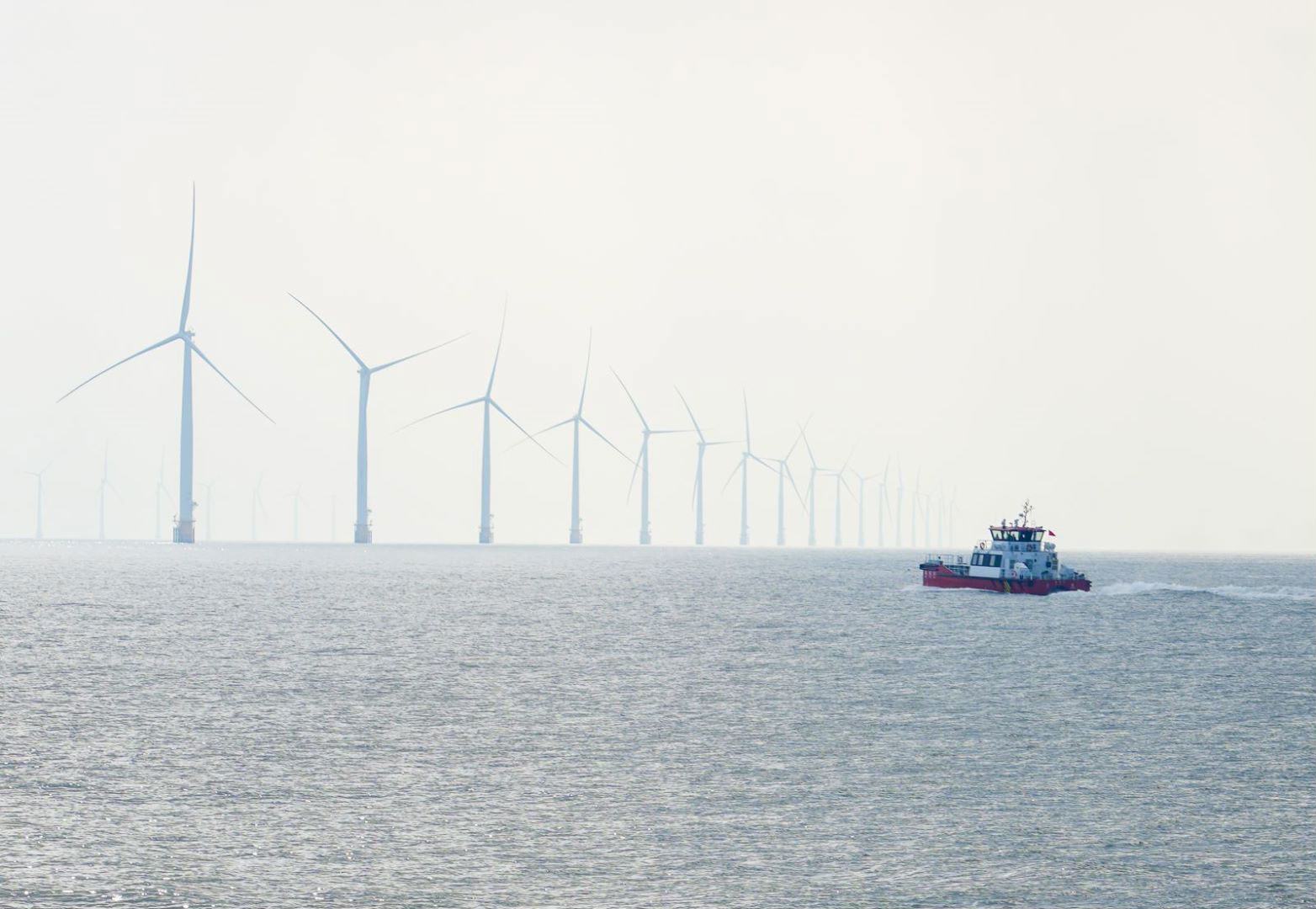 中国国家电力投资集团在江苏盐城市滨海县的海上风电项目。
