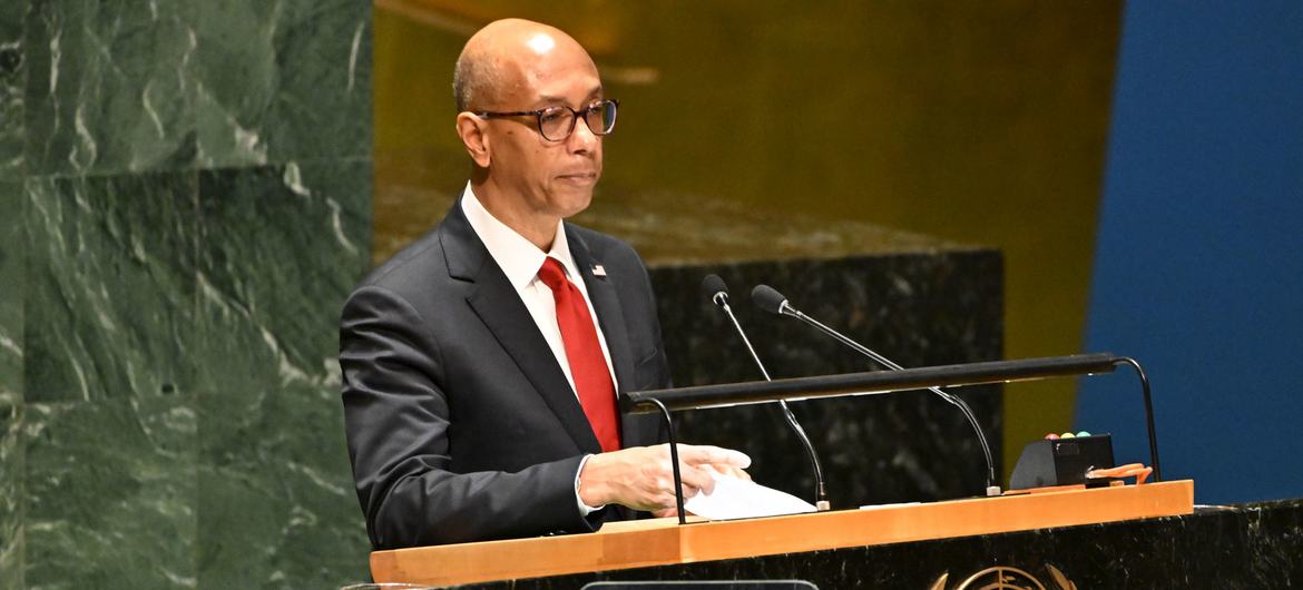 Deputy Permanent Representative Robert A. Wood of the United States addresses the UN General Assembly.