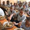 Alunos almoçam em sua escola na vila de Belle Onde, no centro do Haiti