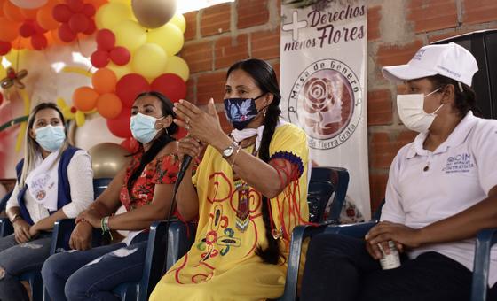 Yarledys Olaya addresses the Tierra Grata Community Action Committee of which she chairs. 