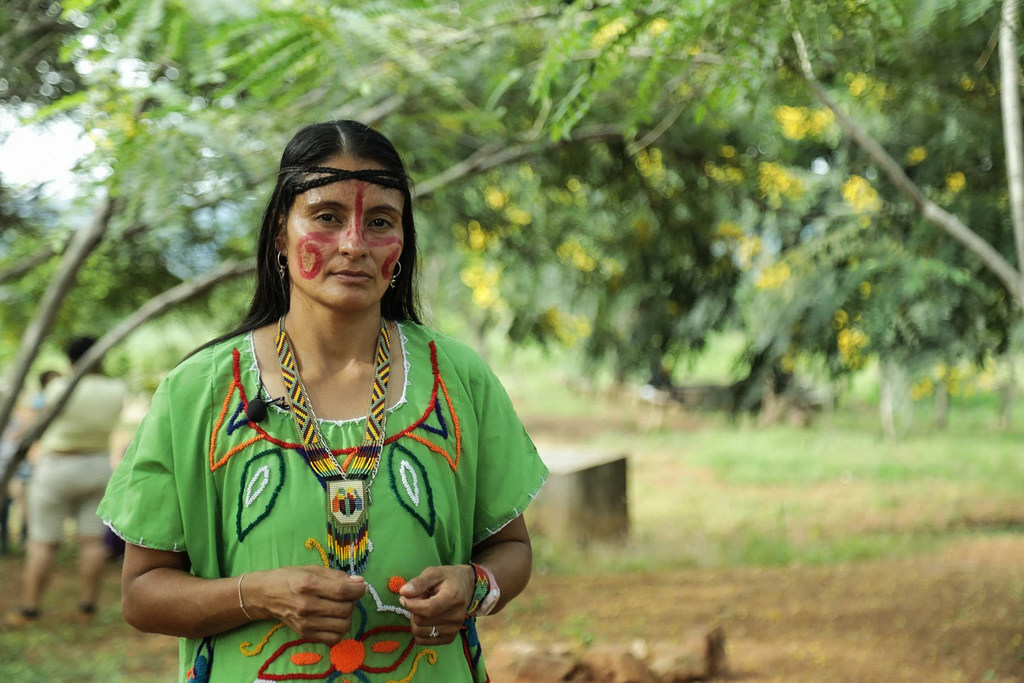 An indigenous Barí woman pledges peace in Colombia after fighting in the FARC guerrilla group. 