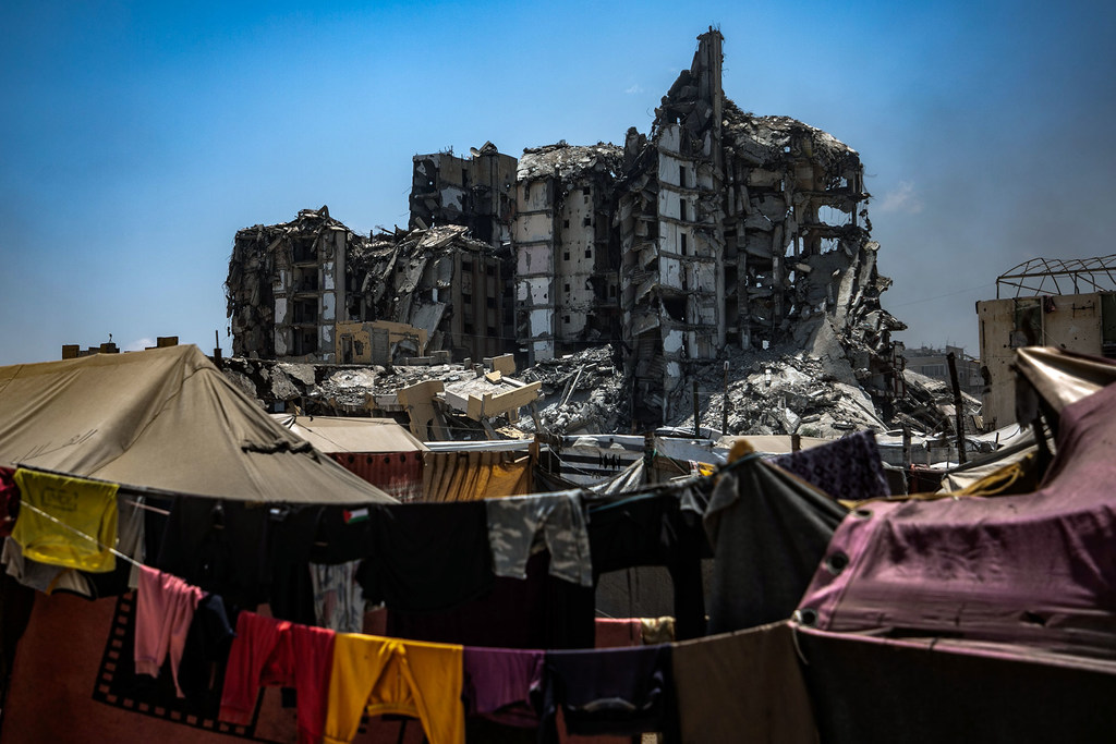 Familes in Gaza are living in tents amongst the ruins of their former homes.