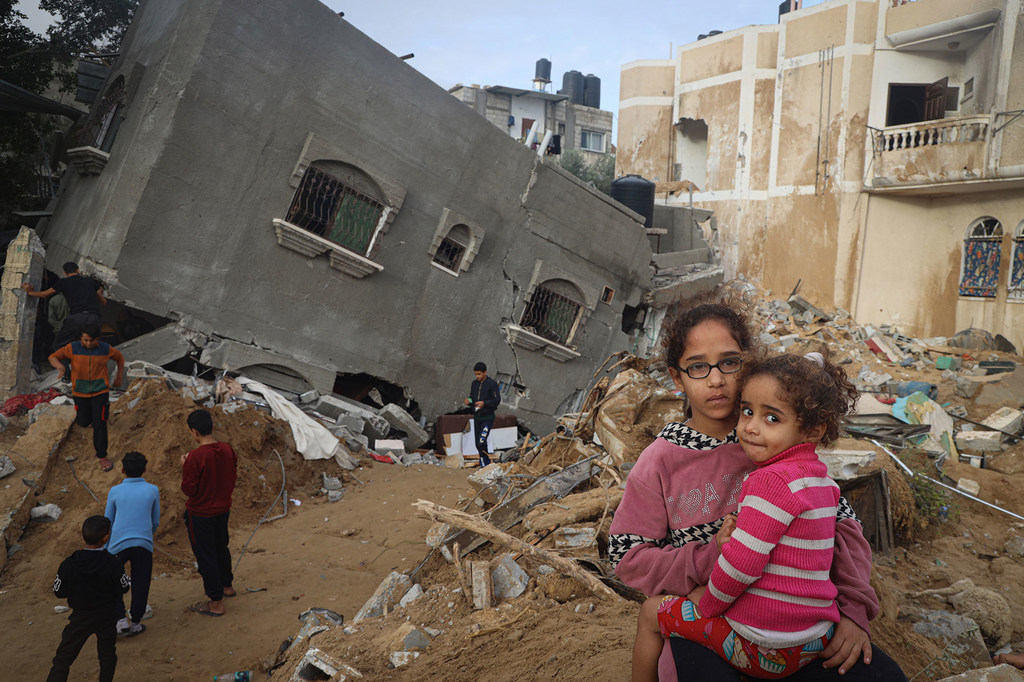 Bombardments have caused widespread damage in Rafah in the south of the Gaza Strip.