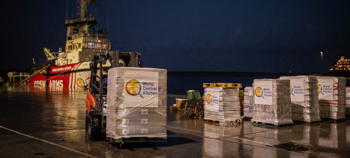 World Central Kitchen supplies readied for shipment to Gaza. (file)