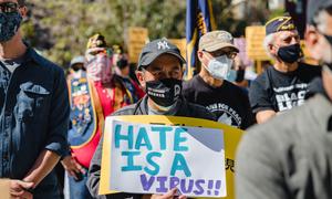 Demonstrators protest in the United States.