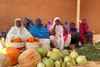Des femmes vendent le surplus de leur jardin sur un marché local dans la région de Tillaberi au Niger.