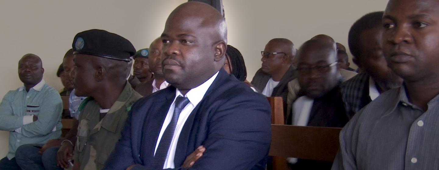 Ntabo Ntaberi Sheka selama persidangan atas kejahatan perang di DR Kongo.  (mengajukan)
