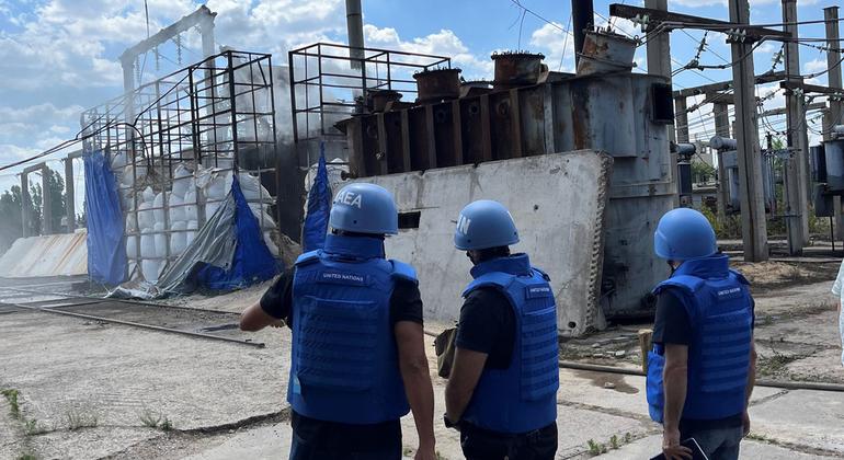 A team of experts from IAEA visiting the Zaporizhjia nuclear plant of Ukraine.