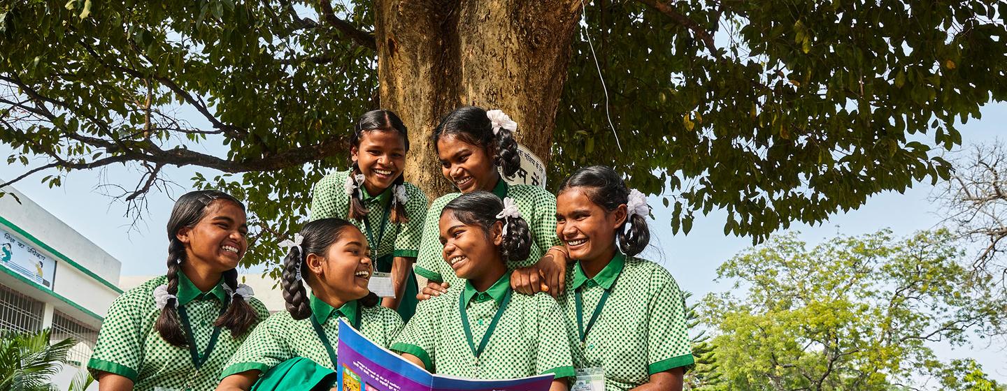 Young women discuss life skills at a school in Jharkhand, India.