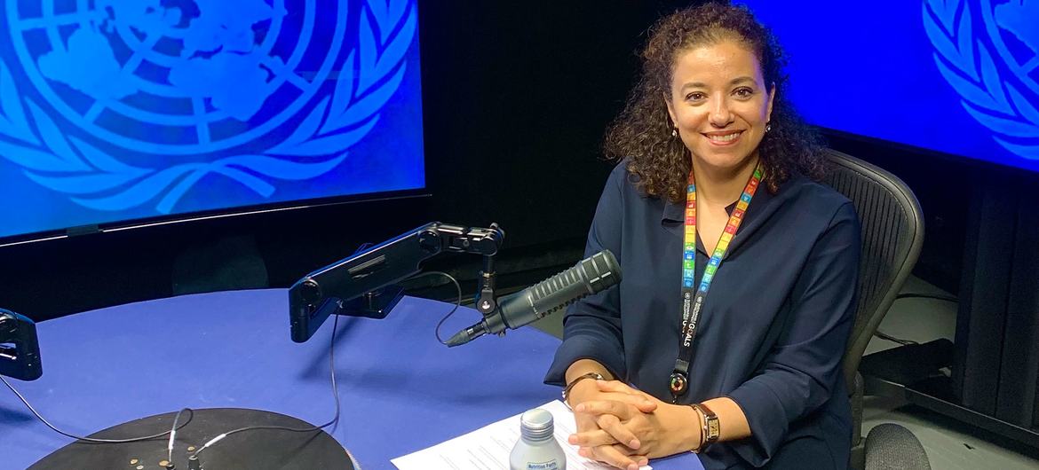 Dima Al-Khatib, Director of the United Nations Office for South-South Cooperation, speaks to UN News at the United Nations Headquarters in New York. 