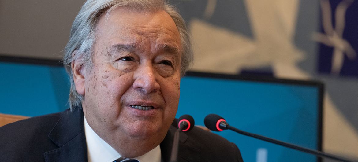 El Secretario General António Guterres durante el evento virtual previo a la Cumbre del Futuro.