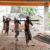 Trabajadores en la construcción de un edificio en Bangladesh