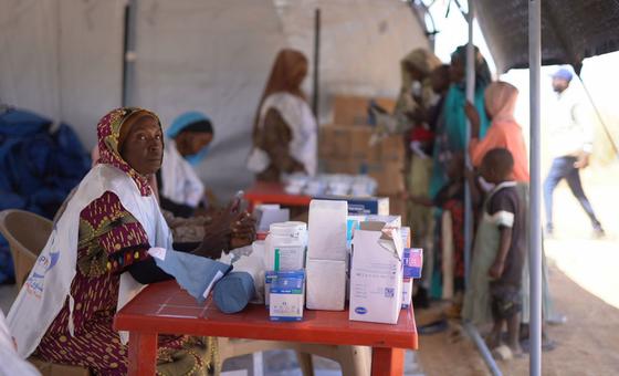 A UNICEF-supported mobile clinic provides healthcare to people displaced by violence in Darfur, Sudan.