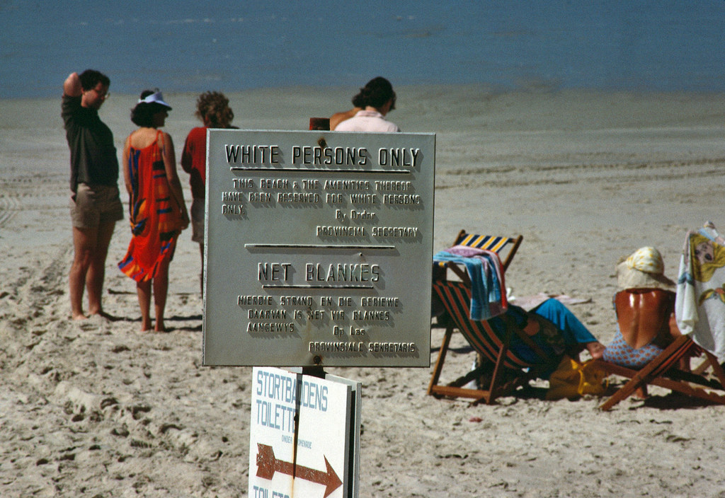 A segregated beach at Stranofontein near Cape Town, South Africa, in 1985. (file)