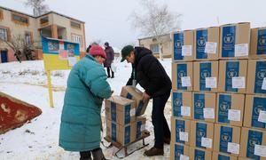 Humanitarian aid is delivered by the UN to Kharkiv Oblast in Ukraine.