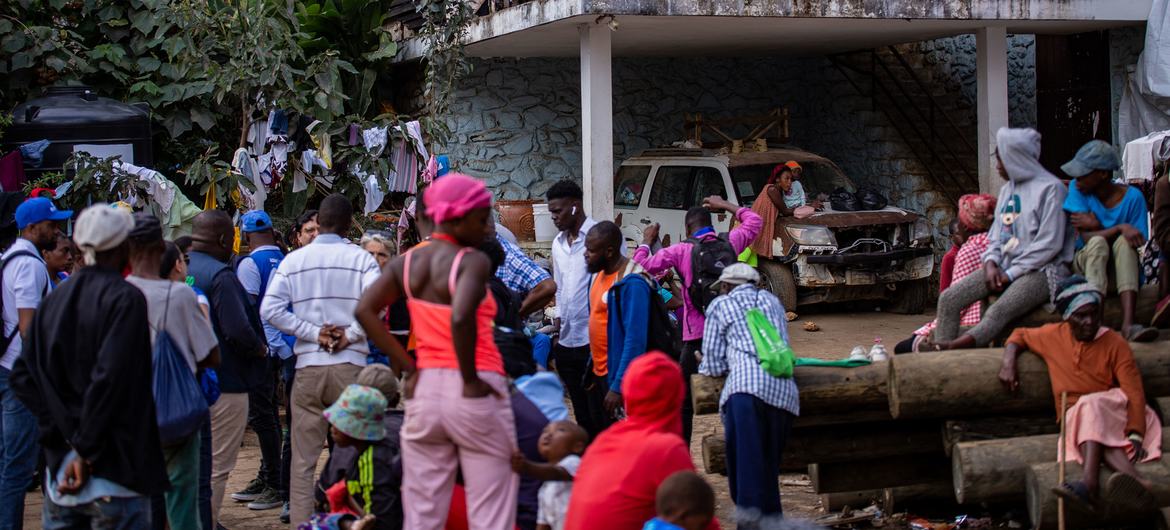 People gather at a site for displaced people in Port-au-Prince, Haiti. People gather at a site for displaced people in Port-au-Prince, Haiti.