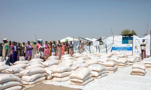 Food is distributed by the UN in Unity State, South Sudan.