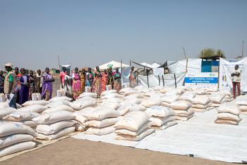 Food is distributed by the UN in Unity State, South Sudan.