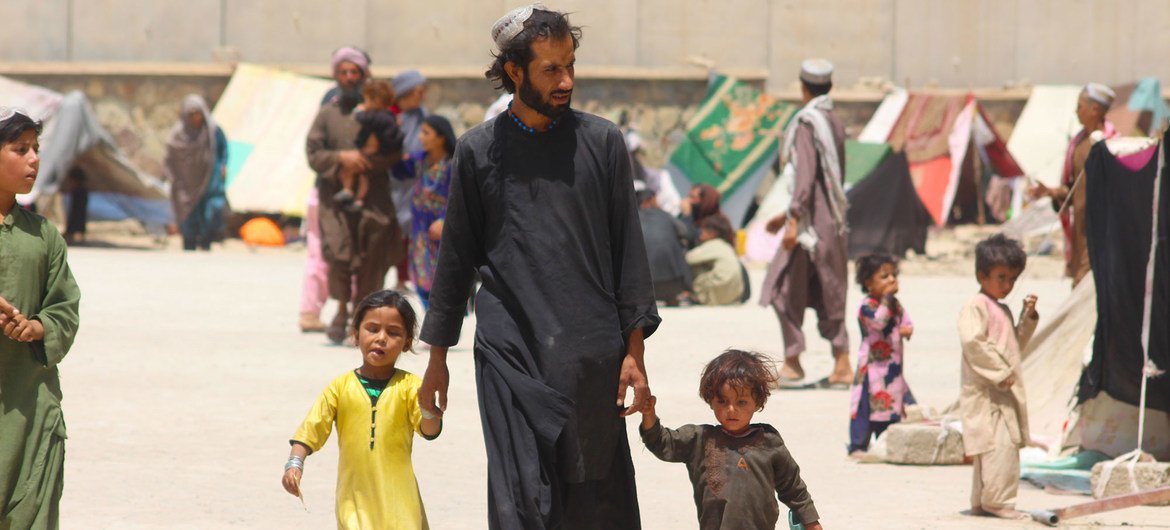 Families in Afghanistan have fled their homes due conflict and are now living in IDP camps in Kandahar.