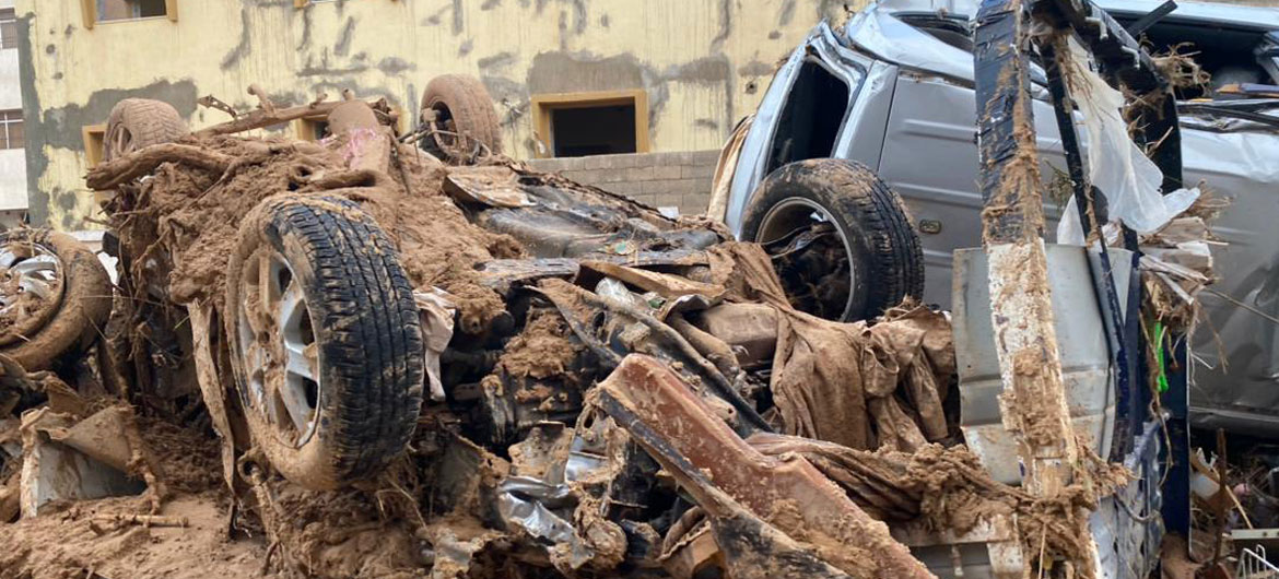 Catastrophic flooding breaks dams and sweeps away buildings and homes in Libya.