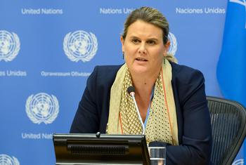 Alice Jill Edwards, UN Special Rapporteur on Torture and Other Cruel, Inhuman or Degrading Treatment or Punishment, briefs reporters at UN Headquarters in New York.
