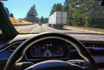 A Tesla car in "autopilot" mode