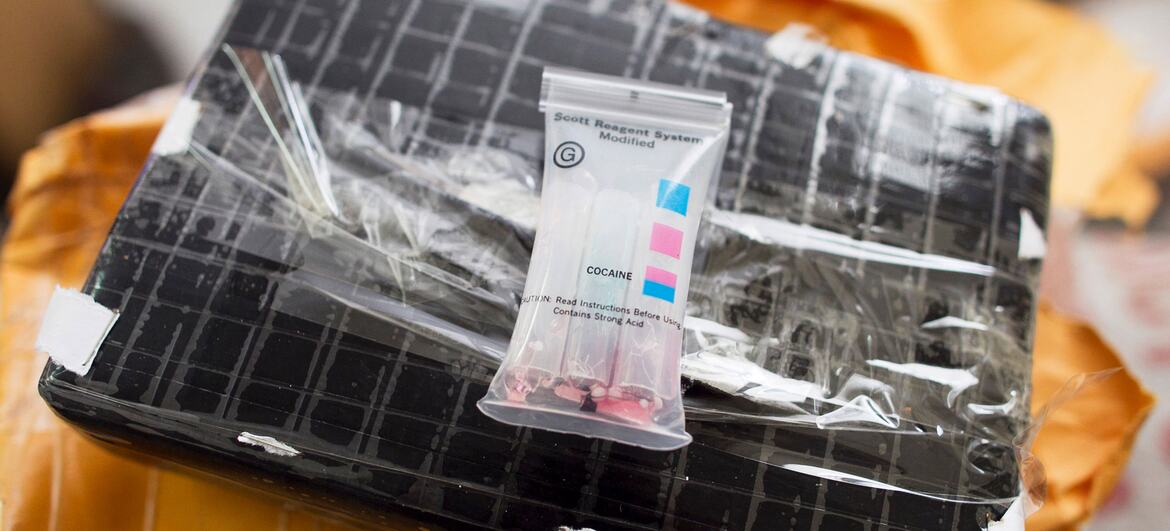 A package of cocaine seized in Haiti is put on show. (file)